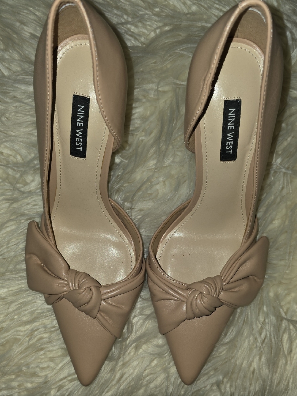 Nine West Taupe Knot-Front Pointed Toe Heels